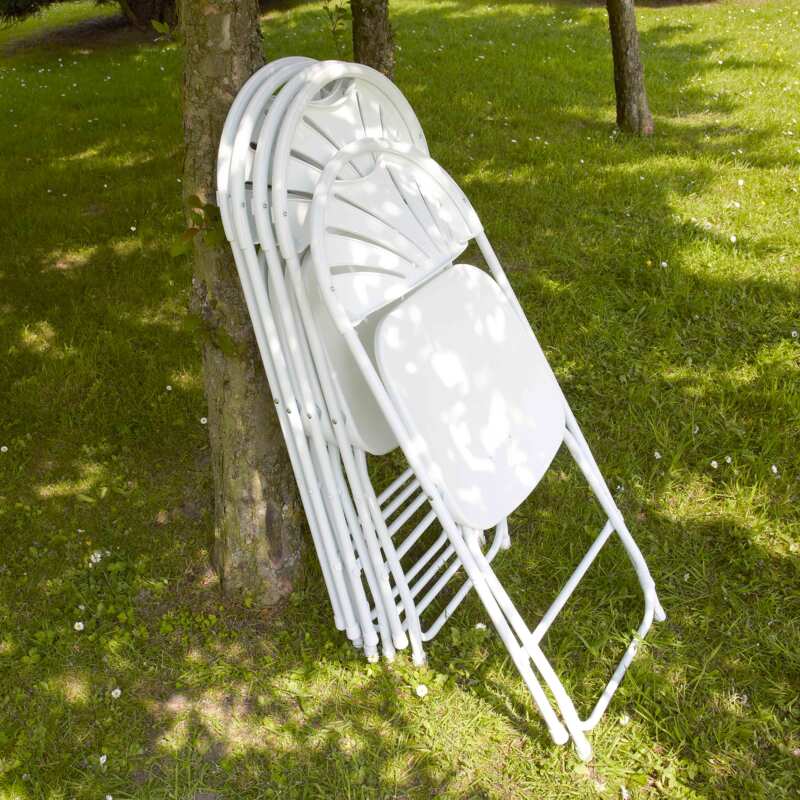 Sedia pieghevole bianca traforata in HDPE - Set di 4 pezzi