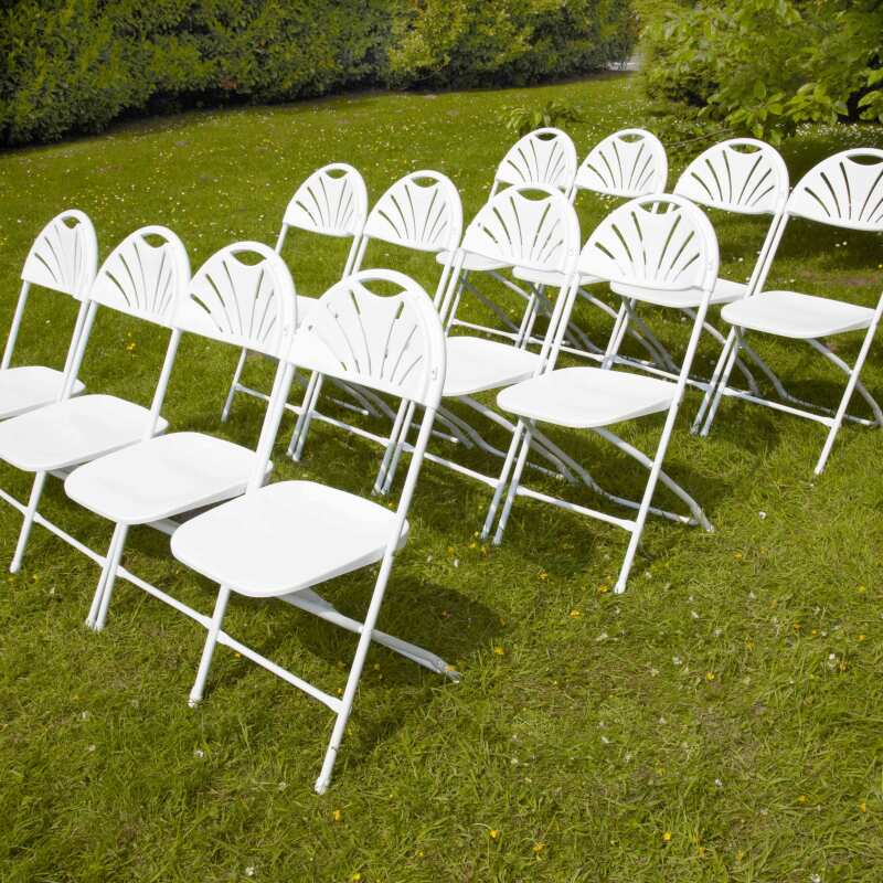 Sedia pieghevole bianca traforata in HDPE - Set di 4 pezzi