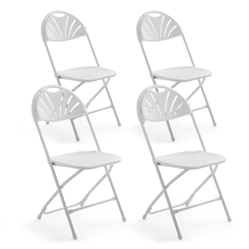 Sedia pieghevole bianca traforata in HDPE - Set di 4 pezzi