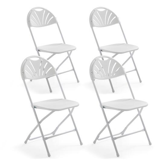 Sedia pieghevole bianca traforata in HDPE - Set di 4 pezzi