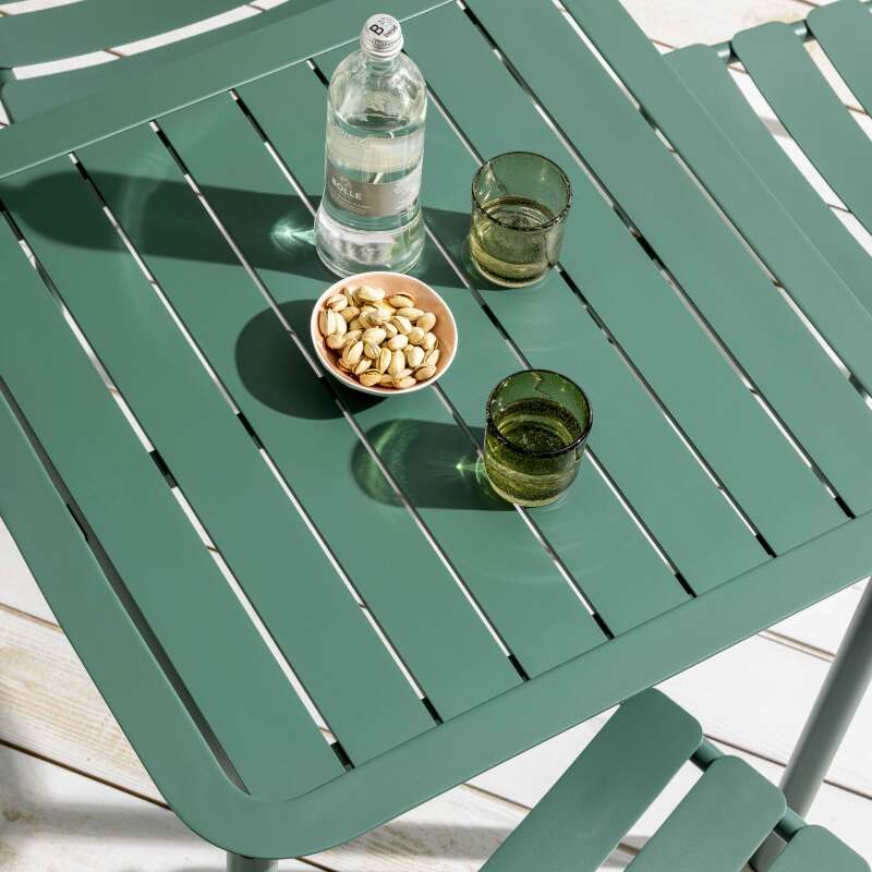 Tavolo da terrazzo quadrato impilabile 70 x 70 cm in alluminio (3/7)