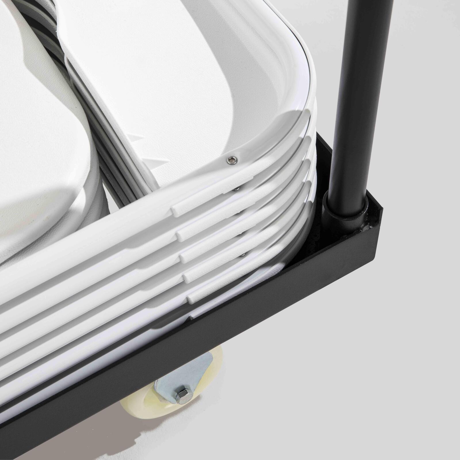 Sedia pieghevole bianca da reception in HDPE e carrello di trasporto - Set di 50 pezzi