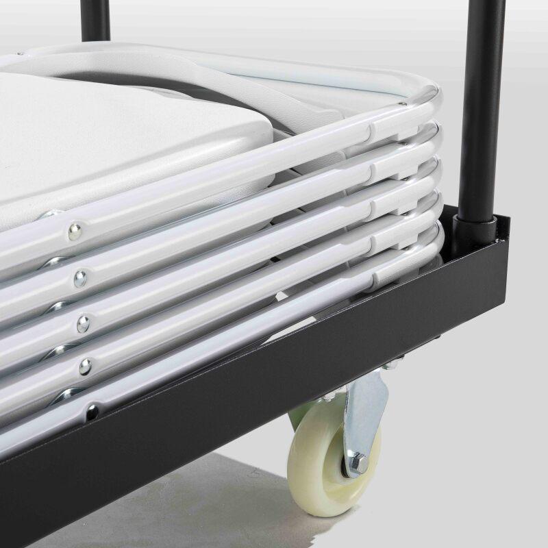 Sedia pieghevole bianca da reception in HDPE e carrello di trasporto - Set di 50 pezzi (2/7)