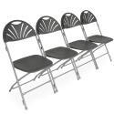 Lotto 10 sedie pieghevoli grigie e ganci di collegamento