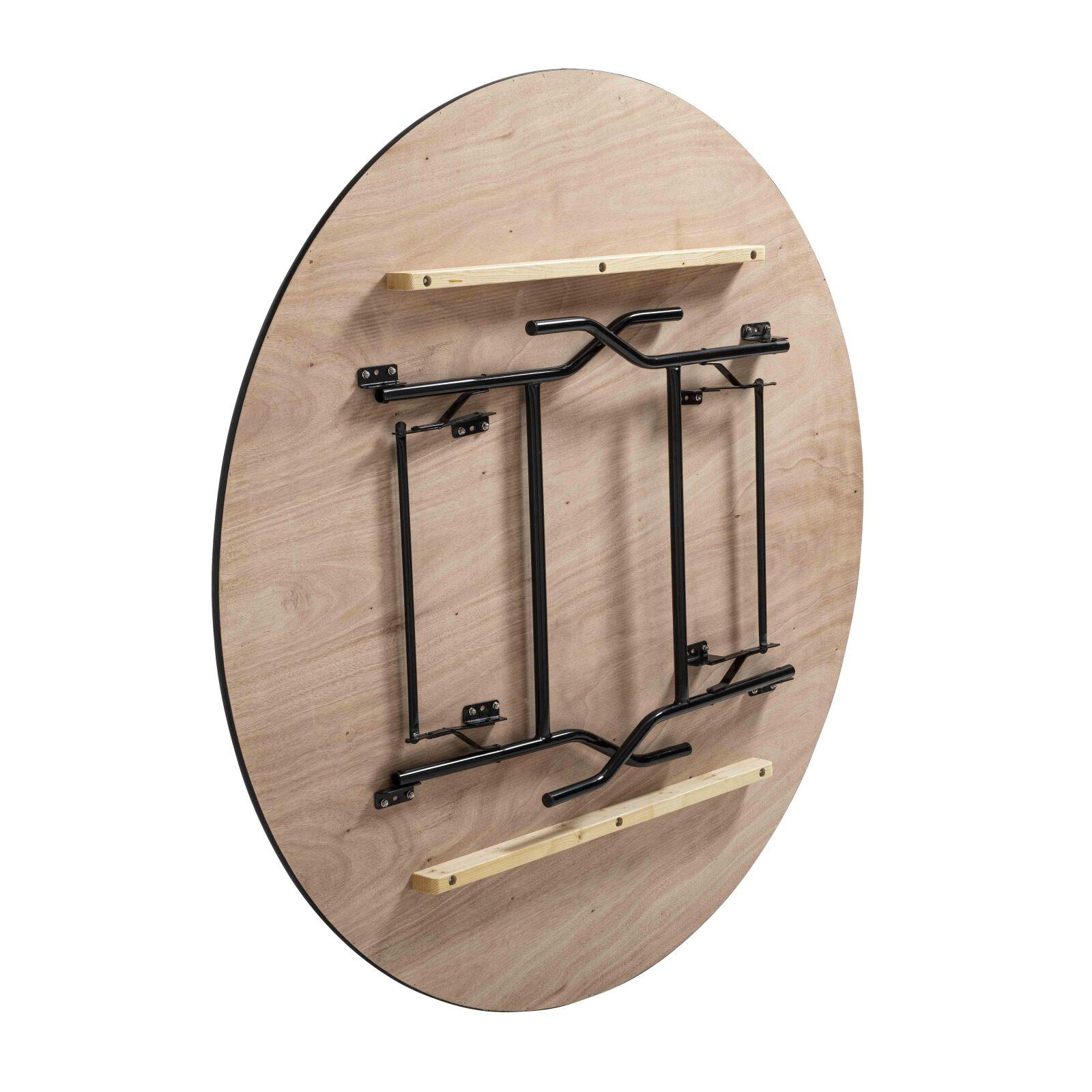 Tavolo pieghevole rotondo in legno 10 posti 170cm