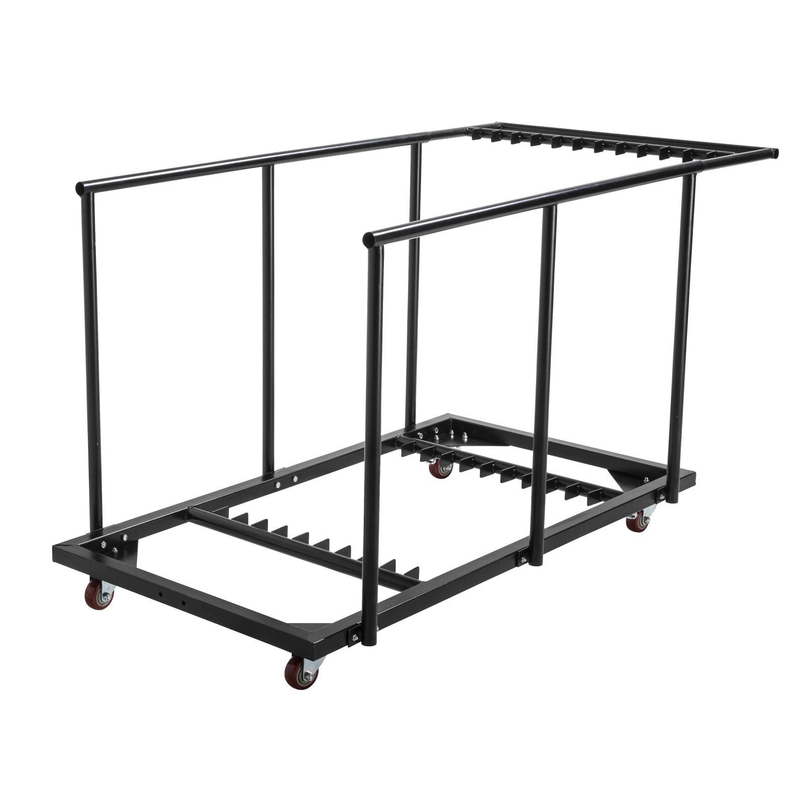 Set di 18 tavoli pieghevoli in HDPE da 180 cm e carrello di trasporto