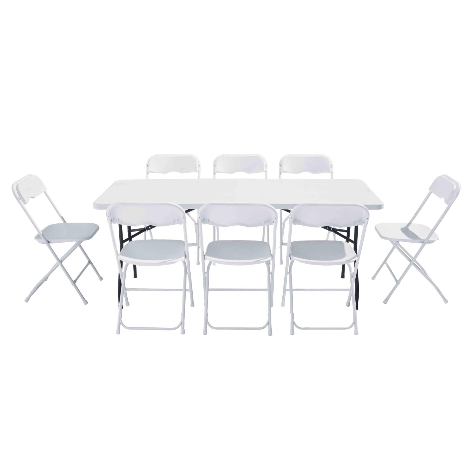 Tavolo pieghevole e 8 sedie 183 cm MONOBLOCCO