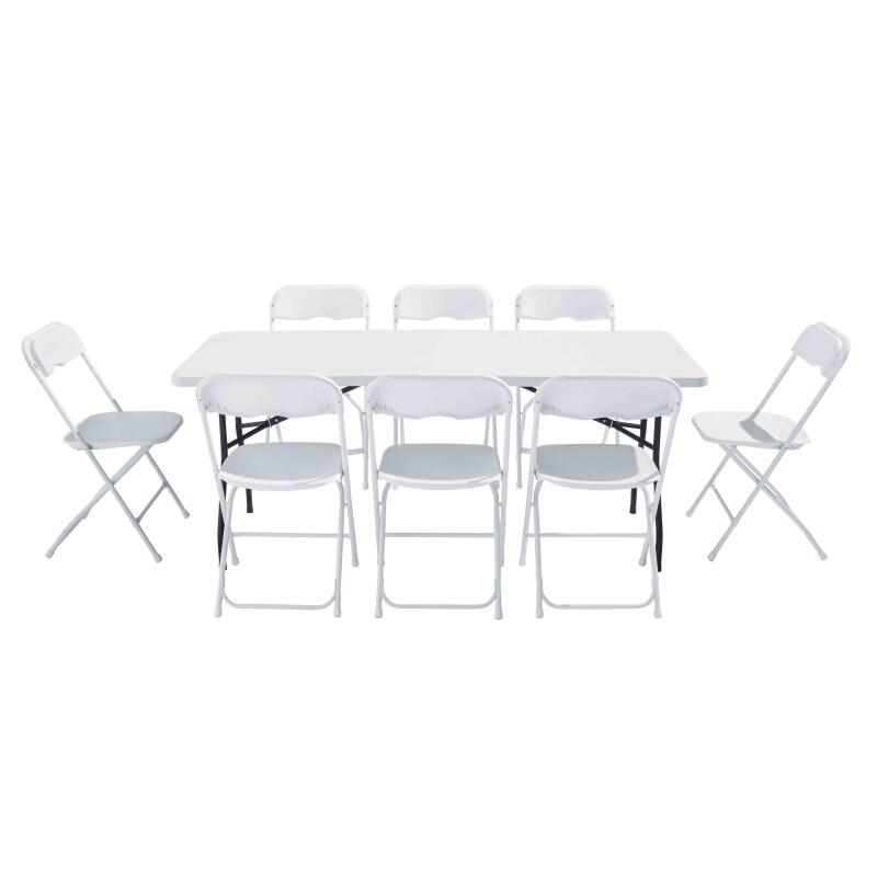 Tavolo pieghevole e 8 sedie 183 cm MONOBLOCCO
