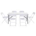 Tavolo pieghevole e sedie pieghevoli 152 cm 6 posti HDPE