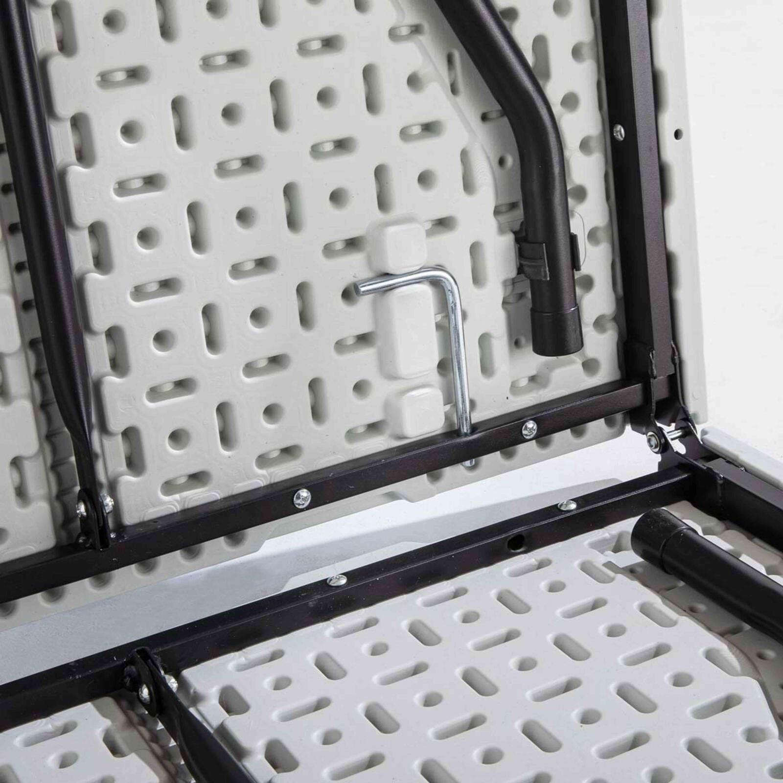 Set di 18 tavoli pieghevoli in HDPE da 180 cm e carrello di trasporto