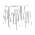 Tavolo alto da giardino 120 x 60 cm e 4 sgabelli in metallo nero opaco