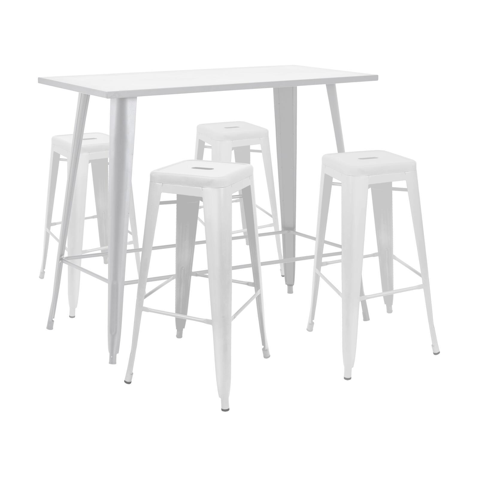 Tavolo alto da giardino 120 x 60 cm e 4 sgabelli in metallo nero opaco