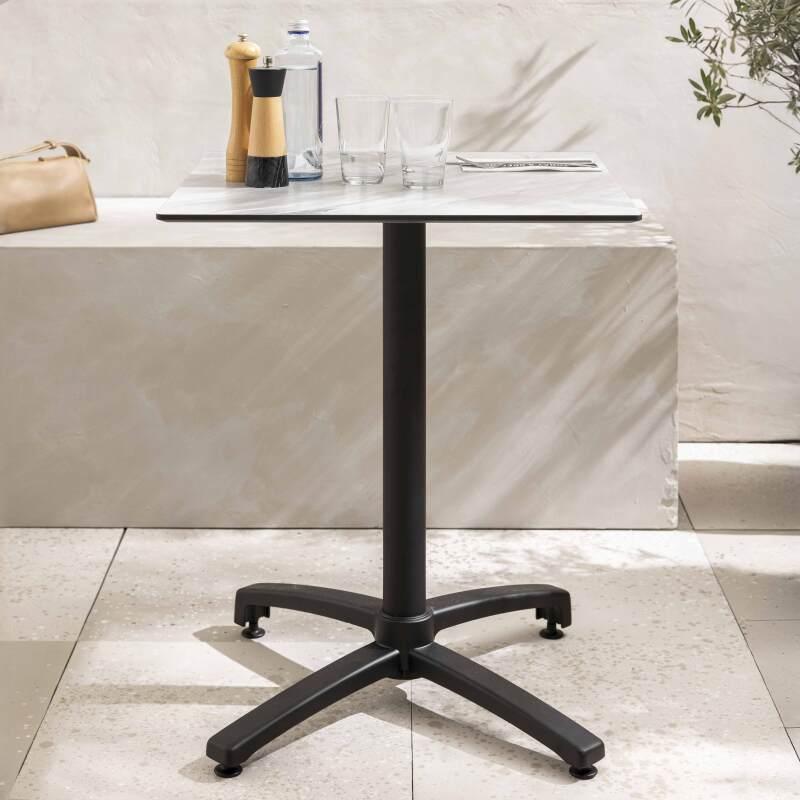 Tavolo da giardino quadrato reclinabile in alluminio nero e HPL per 4 persone 70x70 cm - Lifestyle