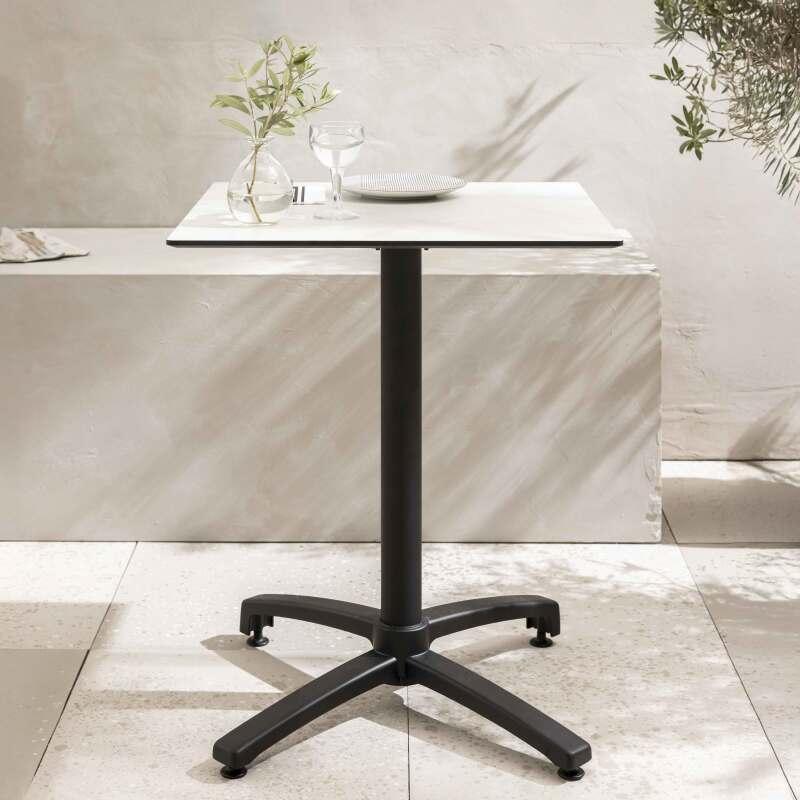 Tavolo da giardino quadrato reclinabile in alluminio nero e HPL per 2 a 4 persone 60x60 cm - Lifestyle
