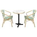 Tavolo da terrazza in compensato con bordo in alluminio ⌀60 cm e 2 sedie in stile bistrot parigino