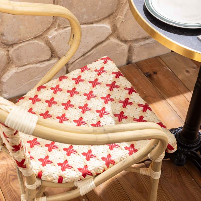Tavolo da terrazza in compensato con bordo in alluminio ⌀60 cm e 2 sedie in stile bistrot parigino (3/8)