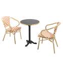 Tavolo da terrazza in compensato con bordo in alluminio ⌀60 cm e 2 sedie in stile bistrot parigino