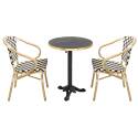 Tavolo da terrazza in compensato con bordo in alluminio ⌀60 cm e 2 sedie in stile bistrot parigino