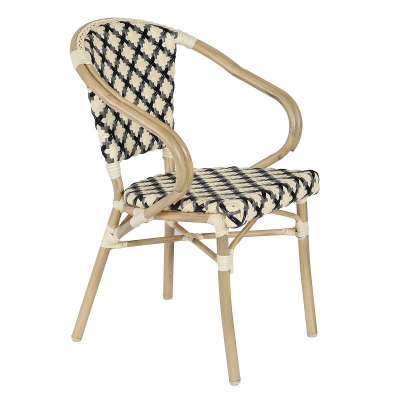 Tavolo da terrazza in compensato con bordo in alluminio ⌀60 cm e 2 sedie in stile bistrot parigino