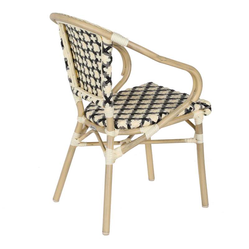 Tavolo da terrazza in compensato con bordo in alluminio ⌀60 cm e 2 sedie in stile bistrot parigino
