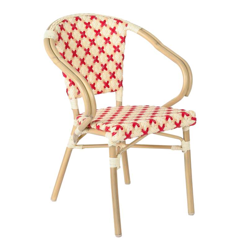 Tavolo da terrazza in compensato con bordo in alluminio ⌀60 cm e 2 sedie in stile bistrot parigino