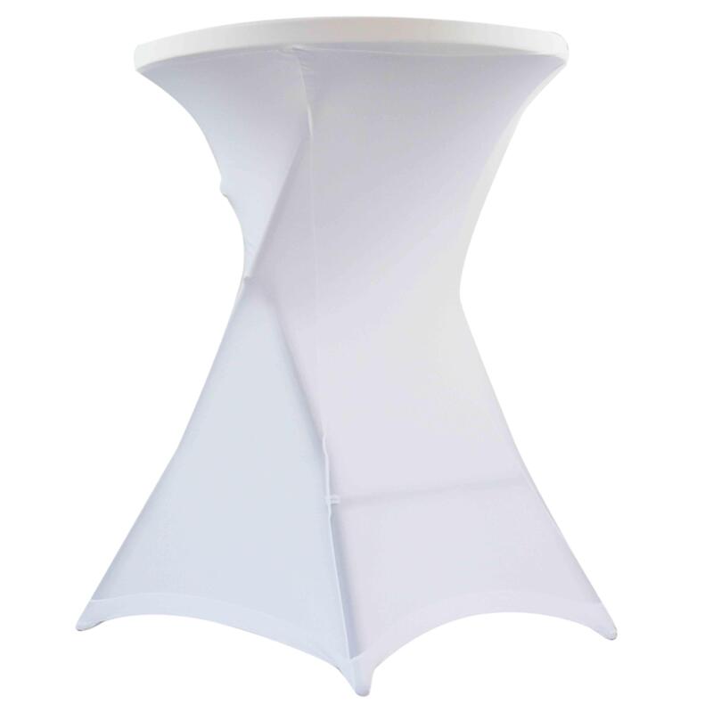 Tavolo alto pieghevole e tovaglia bianca