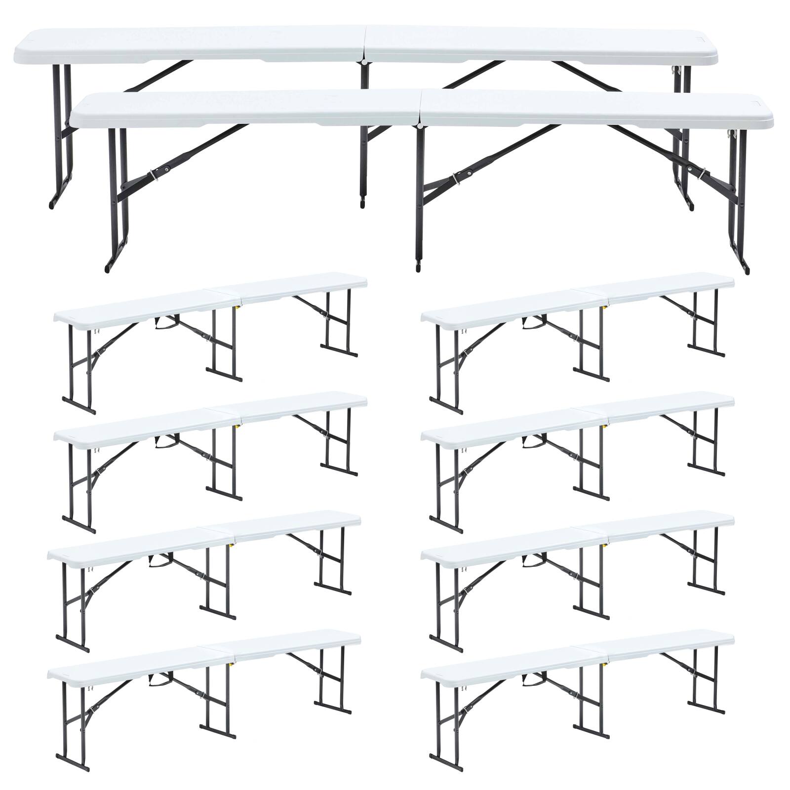 Set di 10 panche pieghevoli 180 cm