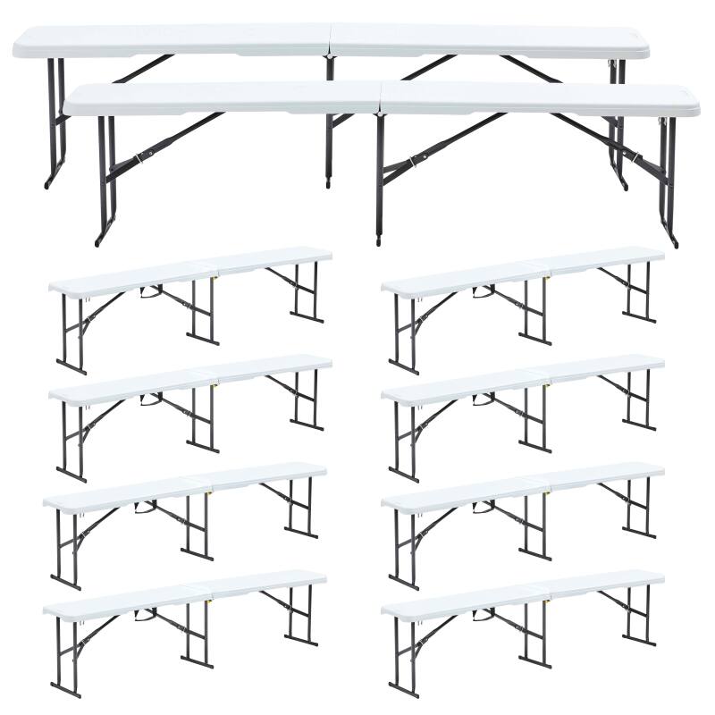 Set di 10 panche pieghevoli 180 cm