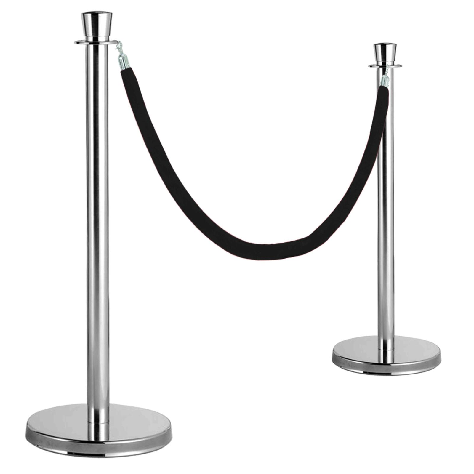 Pali guida in acciaio inossidabile e cavo in velluto nero Pali guida in acciaio inossidabile e cavo in velluto nero