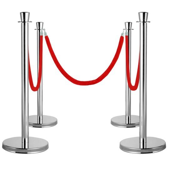 4 montanti guida e corde di velluto rosso