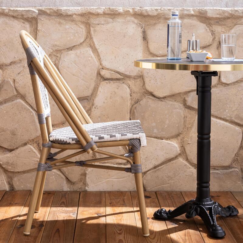Tavolo da terrazza ⌀60 cm reclinabile in laminato e 2 sedie in alluminio stile bistrot