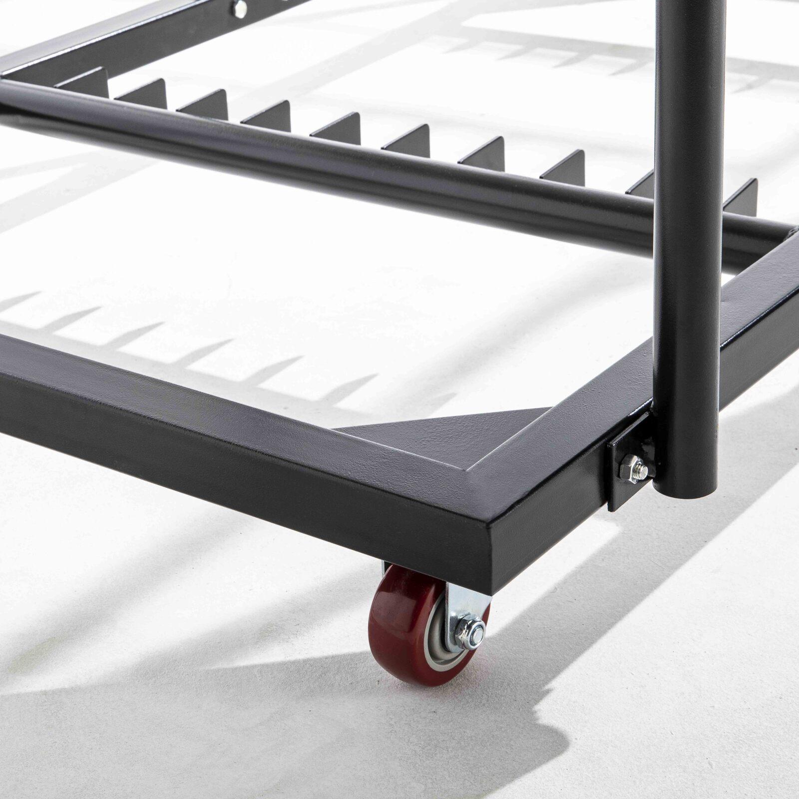 Set di 18 tavoli pieghevoli monopezzo da 180 cm e carrello di trasporto