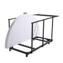 Set di 6 tavoli pieghevoli rotondi in HDPE da 180 cm e carrello di trasporto
