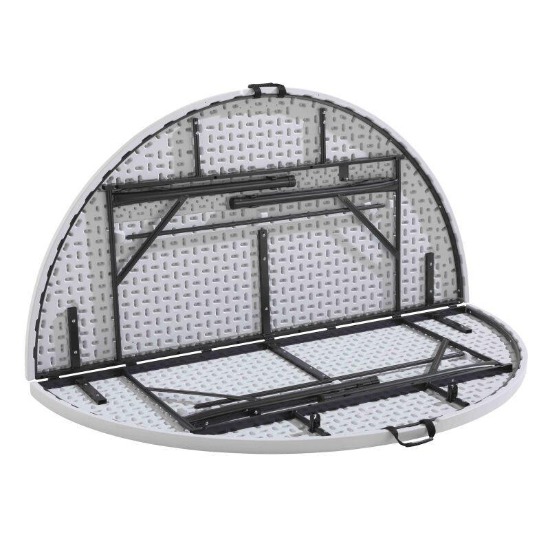 Set di 6 tavoli pieghevoli rotondi in HDPE da 180 cm e carrello di trasporto (3/7)