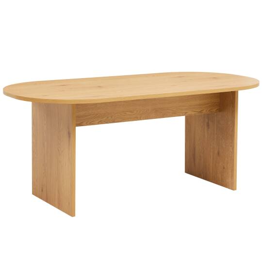 Tavolo da pranzo con pannelli di particelle e piano in MDF con decoro in melaminico FSC® per 8 persone | Oviala