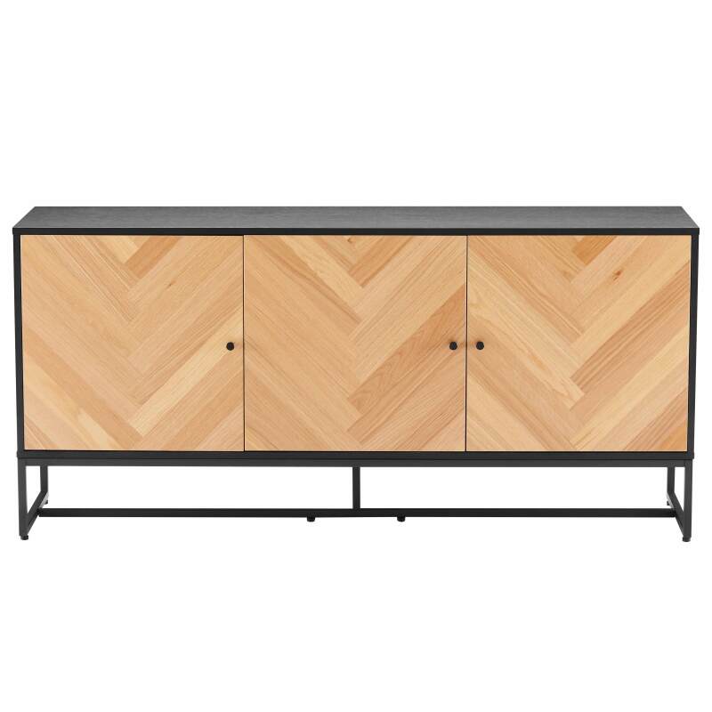 Buffet in truciolare impiallacciato rovere con decoro melaminico FSC® 160 cm