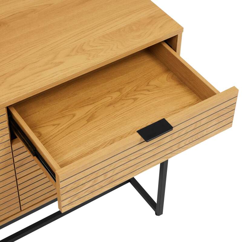 Buffet con 2 ante e 3 cassetti in acciaio e MDF con decoro melaminico FSC®