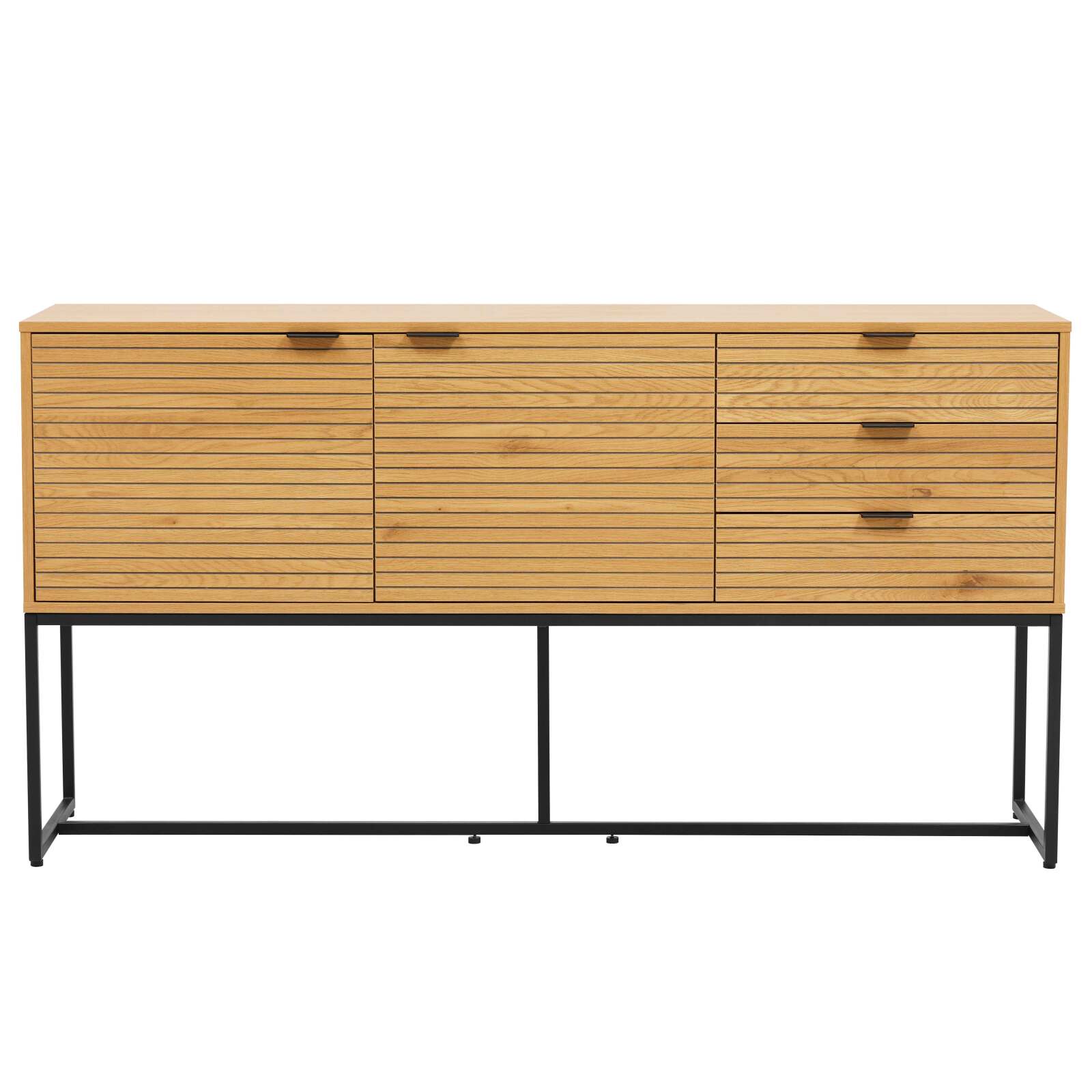 Buffet con 2 ante e 3 cassetti in acciaio e MDF con decoro melaminico FSC®