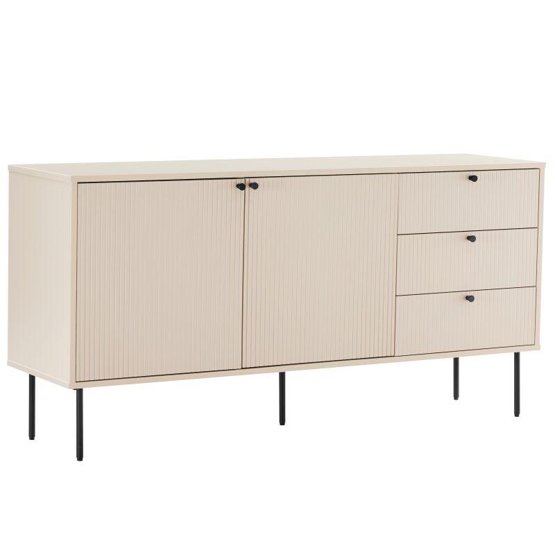 Buffet 2 ante e 3 cassetti in acciaio e MDF decoro melaminico FSC® 150 cm