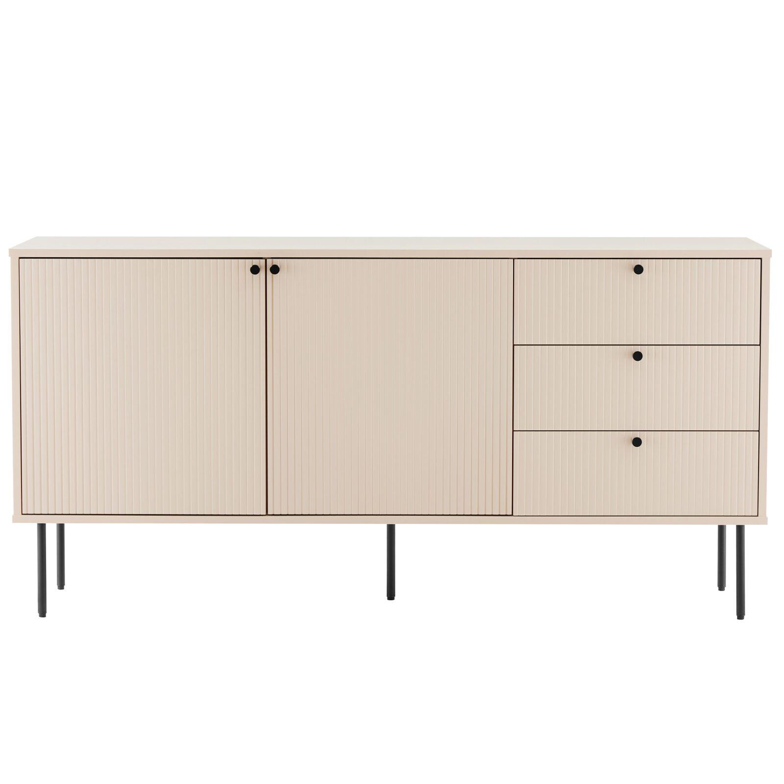 Buffet 2 ante e 3 cassetti in acciaio e MDF decoro melaminico FSC® 150 cm
