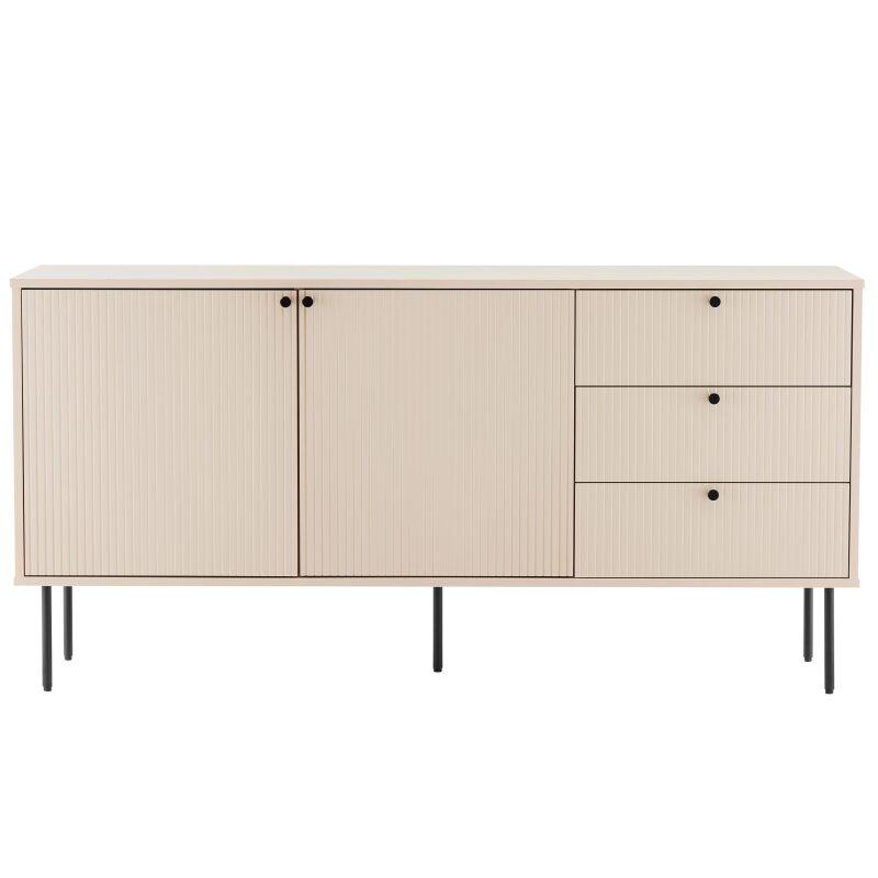 Buffet 2 ante e 3 cassetti in acciaio e MDF decoro melaminico FSC® 150 cm