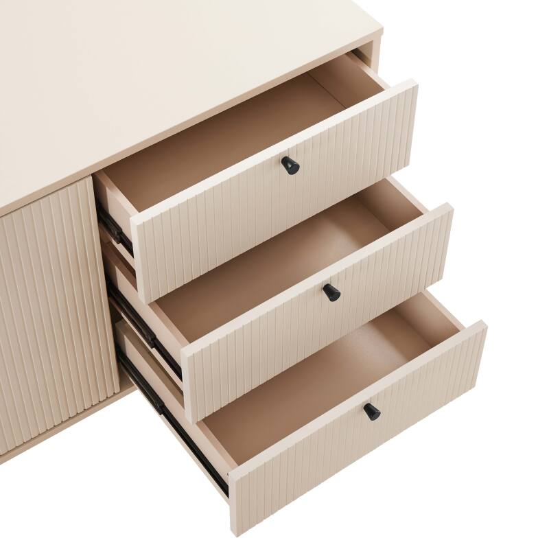 Buffet 2 ante e 3 cassetti in acciaio e MDF decoro melaminico FSC® 150 cm (6/8)