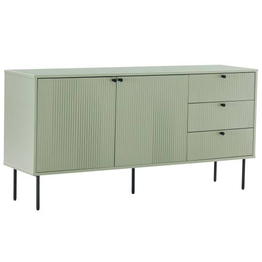Buffet tinta unita 2 ante 3 cassetti effetto doghe 150 cm | Oviala
