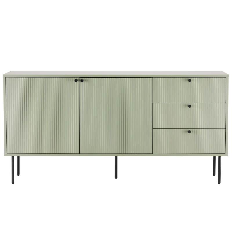 Buffet 2 ante e 3 cassetti in acciaio e MDF decoro melaminico FSC® 150 cm