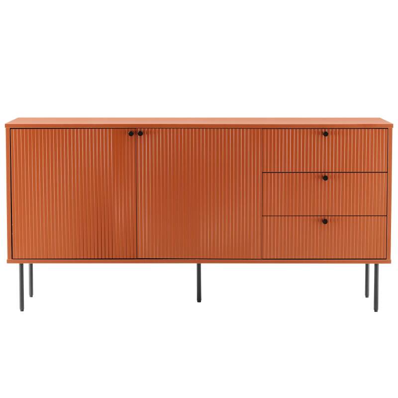 Buffet 2 ante e 3 cassetti in acciaio e MDF decoro melaminico FSC® 150 cm