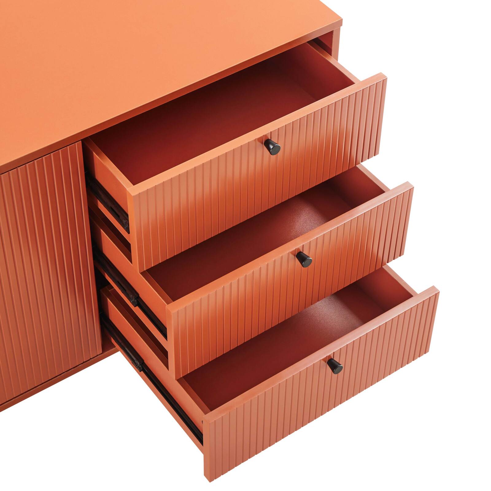 Buffet 2 ante e 3 cassetti in acciaio e MDF decoro melaminico FSC® 150 cm