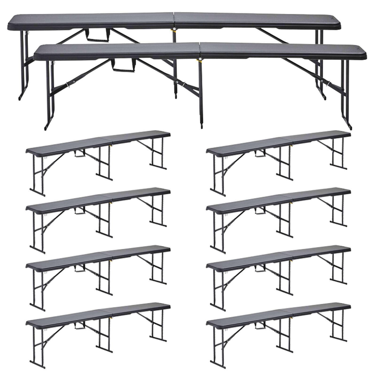 Set di 10 panche pieghevoli 180 cm - nere