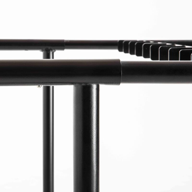 Set di 18 tavoli pieghevoli neri da 180 cm e carrello di trasporto (6/7)