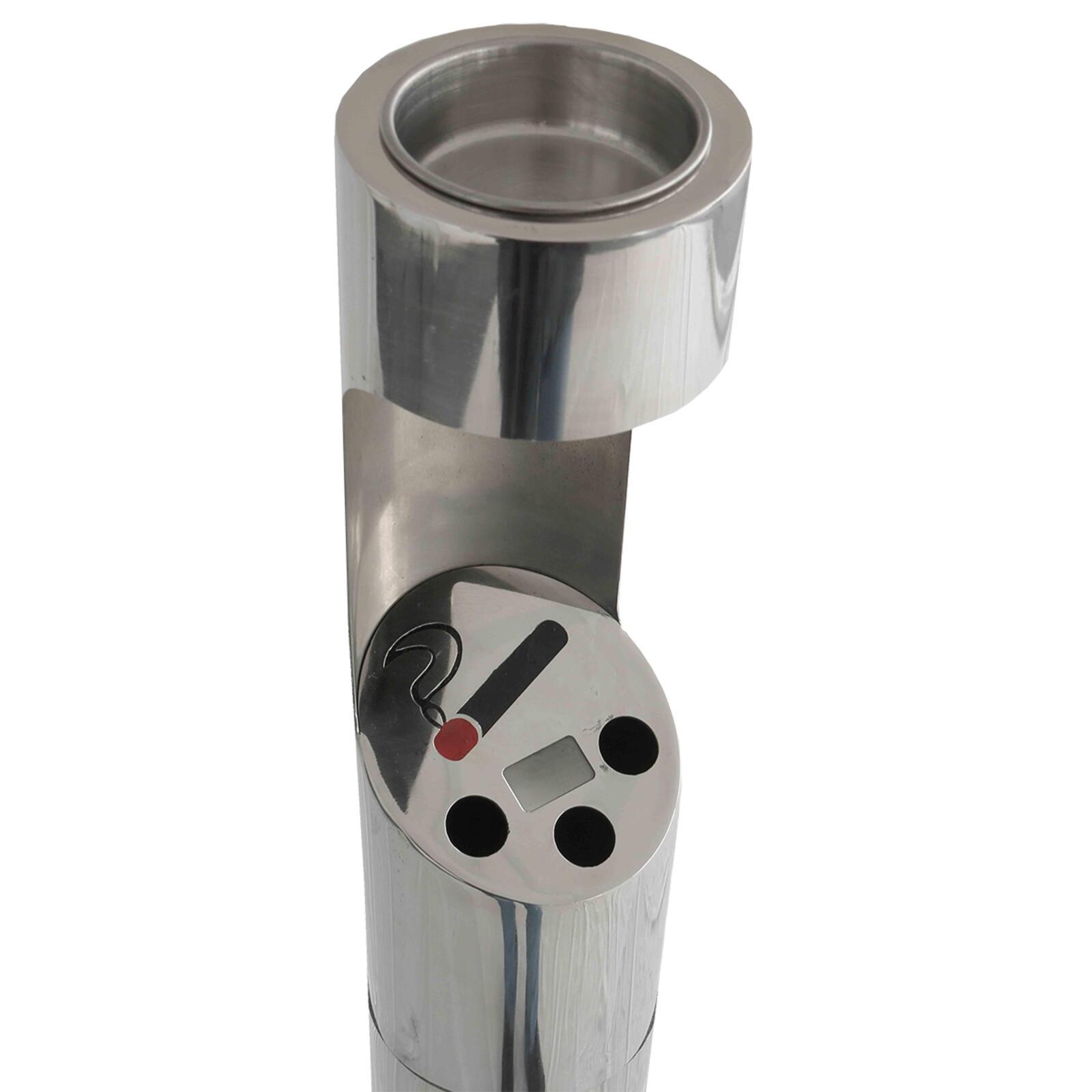 Posacenere da esterno da fissare al pavimento cromato