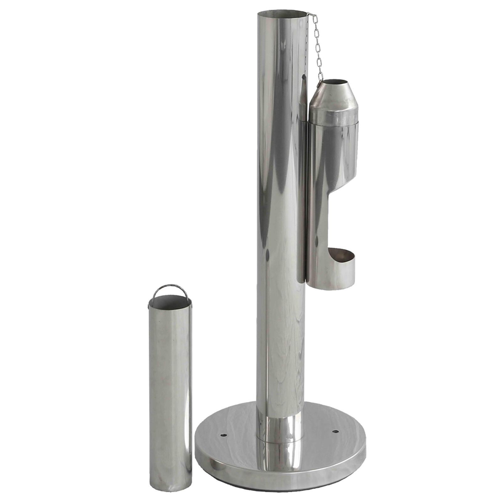 Posacenere da esterno da fissare al pavimento cromato